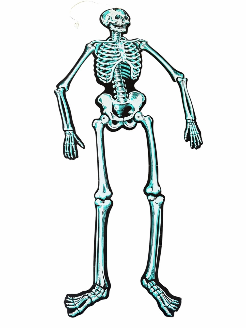 Vintage Beistle Co Jointed Skeleton Large 33” Die Cut Retro Halloween Decoration